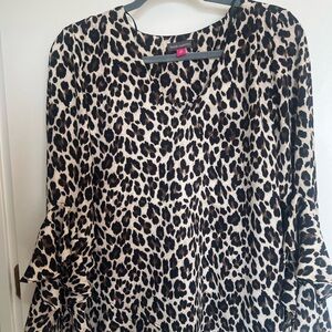 Vince Camuto Black and Cream Leopard Print Blouse